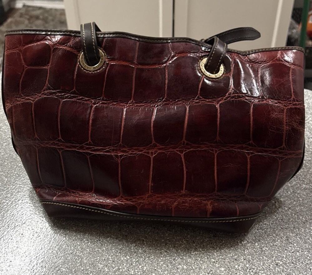 Dooney & Bourke Burgundy Leather Crocodile Shoulder Bag Purse